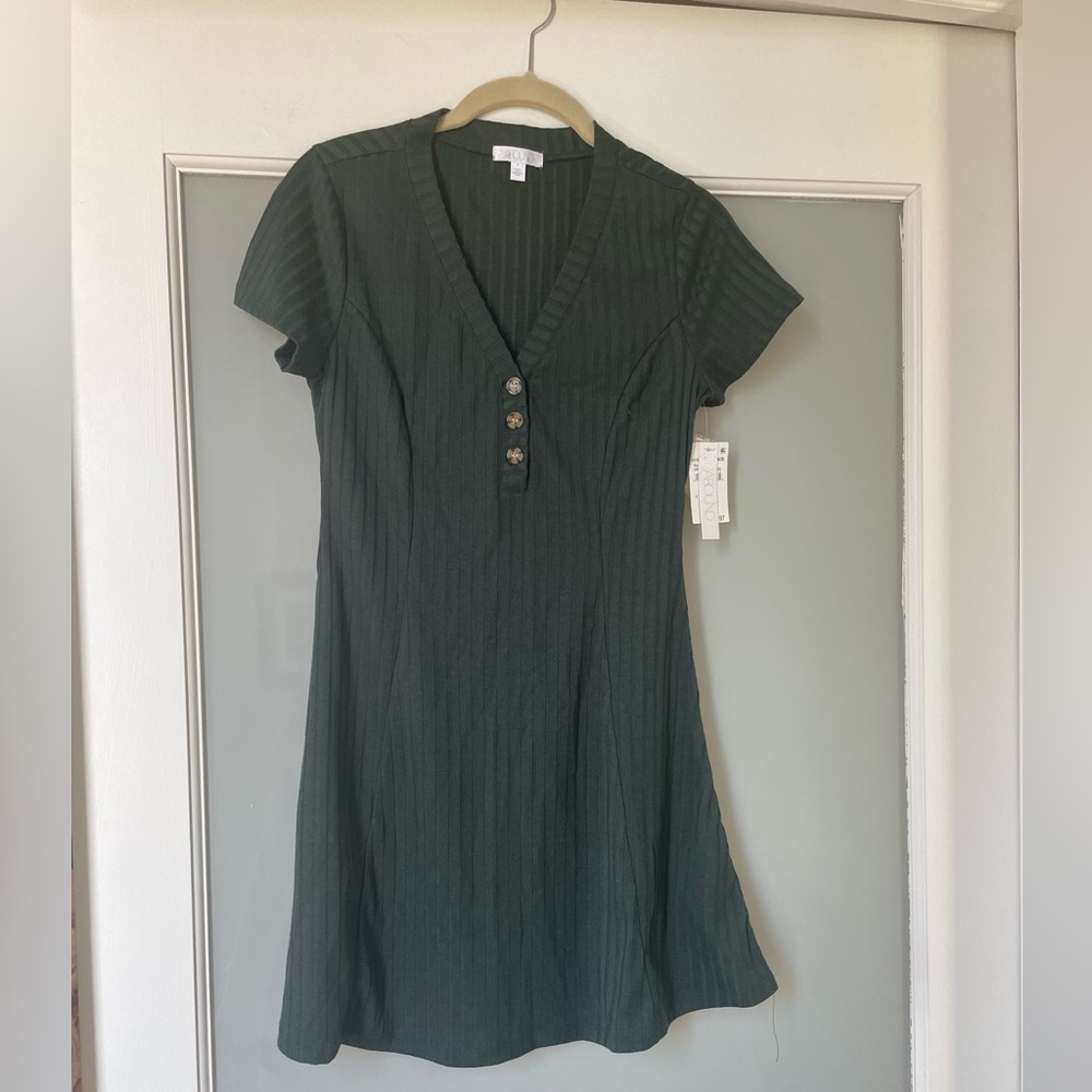 Abound fall green casual dress with buttons and texture
